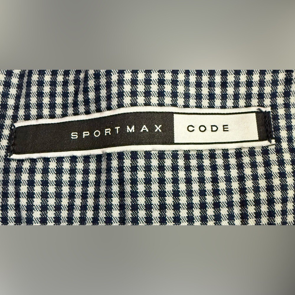 MaxMara Sportmax Code Gingham Pleated Casual Tailored Skirt Cotton 10 $595 NEW - Picture 3 of 4
